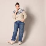 Women's Soft-Touch Crewneck Sweater, Blue Taupe Fair Isle