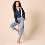 Amazon Essentials Women's Navy Popover Blouse, Medium