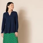 Amazon Essentials Women's Navy Popover Blouse, Medium