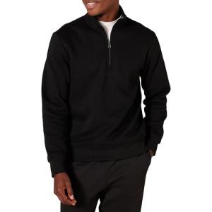 Men's Black Quarter-Zip Fleece Pullover Sweatshirt