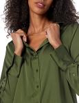 Women’s Satin Button Down Blouse in Dark Olive
