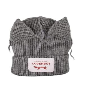 Cute Knit Cat Ear Beanie Hat - Grey