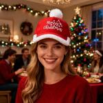 Wodeal Adjustable Merry Christmas Hat for Adults