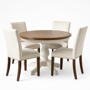 Set of 4 Upholstered Dining Chairs with Nailhead Trim