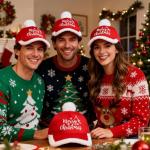 Wodeal Adjustable Merry Christmas Hat for Adults