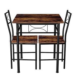3-Piece Iron and Wood Dining Table Set