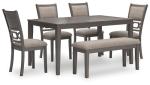 Gray Modern Diamond Dining Table with 6 Chairs