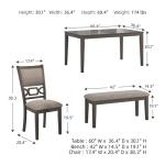 Gray Modern Diamond Dining Table with 6 Chairs