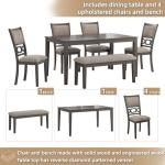 Gray Modern Diamond Dining Table with 6 Chairs