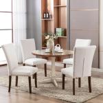 Set of 4 Upholstered Dining Chairs with Nailhead Trim
