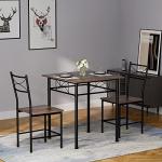 3-Piece Iron and Wood Dining Table Set