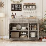 Farmhouse Buffet Cabinet with Barn Doors, Ash Grey