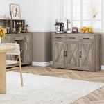 Farmhouse Buffet Cabinet with Barn Doors, Ash Grey