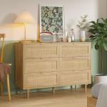 Furniouse Boho Rattan 6-Drawer Small Dresser