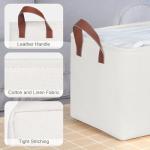 KEEGH Fabric Storage Baskets with Leather Handles