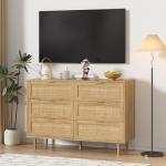 Furniouse Boho Rattan 6-Drawer Small Dresser