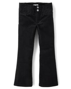 Black Flare Corduroy Pants for Girls
