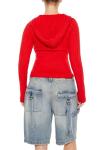High Risk Red Hooded Cable Knit Sweater