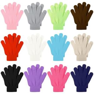 Cooraby 12 Pairs Kids' Stretchy Winter Magic Gloves