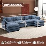 Ihanherry 146" U-Shaped Modular Sofa with Ottomans