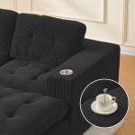 Modern L-Shaped 105 Inch Modular Couch with Cup Holders