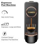 Rinkos Black Espresso Machine for Nespresso Pods