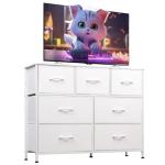 WLIVE 7 Drawer Fabric Dresser and TV Stand