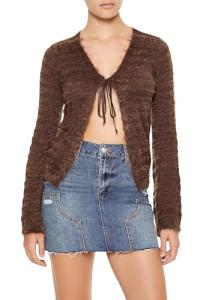 Forever 21 Women's Fuzzy Knit Cardigan Sweater