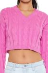 Forever 21 Cropped Cable Knit Sweater - Peony Pink