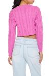 Forever 21 Cropped Cable Knit Sweater - Peony Pink