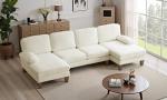 VINGLI 110" U-Shaped Sectional Couch, Beige