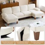 VINGLI 110" U-Shaped Sectional Couch, Beige