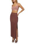 Chocolate Maxi Skirt with Leg Slit - Medium