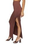 Chocolate Maxi Skirt with Leg Slit - Medium
