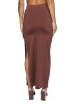 Chocolate Maxi Skirt with Leg Slit - Medium