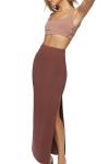 Chocolate Maxi Skirt with Leg Slit - Medium