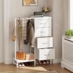 4-Drawer Dresser with Hanging Rack, White