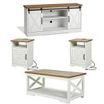 Farmhouse 4-Piece Table Set with Charging Station