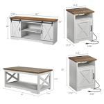Farmhouse 4-Piece Table Set with Charging Station