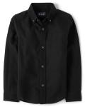Boys' Long Sleeve Black Oxford Shirt, Large