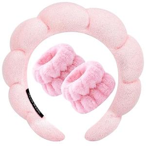 Soft Pink Spa Headband for Makeup and Skincare