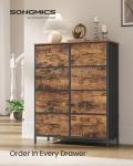 SONGMICS 8-Drawer Storage Dresser in Rustic Brown