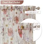 Lecloud Sheer Crushed Kitchen Curtains, 36 Inch Length