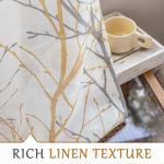 Yellow White Semi Sheer Curtains with Tree Print