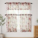 Lecloud Sheer Crushed Kitchen Curtains, 36 Inch Length
