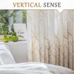 Yellow White Semi Sheer Curtains with Tree Print