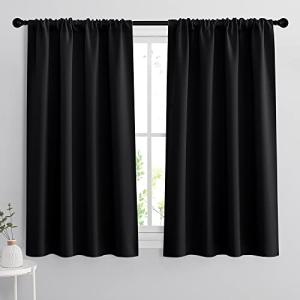 RYB HOME Black Energy Saving Curtain Panels, 2 Pcs