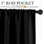 RYB HOME Black Energy Saving Curtain Panels, 2 Pcs