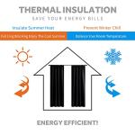 RYB HOME Black Energy Saving Curtain Panels, 2 Pcs