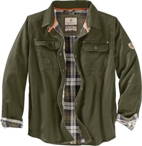 Men's Flannel Lined Shacket, Water-Resistant, Dark Army
